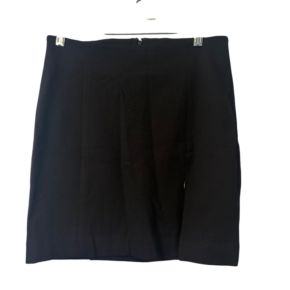 Three Dots‎ Black Ponte Knit Mini Skirt Side Zip Womens Small Y2K Punk